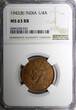 1/4 Anna India-British George VI 1942 (B)  Short Trefoils NGC MS63 RB KM# 531 (2)