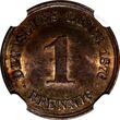 1 Pfennig Germany - Empire Wilhelm I 1876 A  NGC MS64 BN TOP GRADED KM# 1 (125)