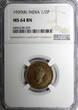 1/2 Pice India-British George VI 1939 (B)  NGC MS64 BN TOP GRADED KM# 528 (029)