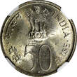 50 Paise India-Republic 1972 (B)  NGC MS63 25th Anniversary of Independence KM#60