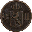 Bronze NORWAY Oscar II  1876 1 Ore Lion 1ST DATE FOR TYPE KM# 352 (20 839) Uncertified