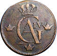 1 SKILLING SWEDEN COPPER 1805  OVERSTRUCK ON 2 ORE S.M. 1743-1768 KM#566 (2376) Uncertified