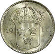 10 Öre SWEDEN Gustaf V Silver 1917 W  WWI ISSUE UNC KM# 780 (21 911) unz