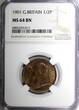 United Kingdom 1/2 Penny GREAT BRITAIN Victoria Bronze 1901  NGC MS64 BN TONING KM# 789 (017)
