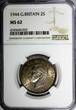 United Kingdom 1944 Florin 1944 Great Britain George VI Silver  2 Shillings NGC MS62 TONED KM#855 (3)