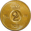 Bronze Sweden Gustaf VI  1956 TS 2 Ore GEM BU Toned KM# 821 (21 957) Uncertified