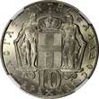 10 Drachmai Greece Constantine II Copper-Nickel 1968  NGC MS63 KM# 96 (026)