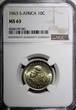 10 Cents South Africa Silver 1963  Jan van Riebeeck NGC MS63 GEM BU KM# 60 (041)
