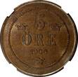 Bronze SWEDEN Oscar II  1906 EB 5 Ore Mintage-565 280 NGC MS62 BN KM# 770 (022)