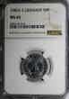 Germany 50 Pfennig German-Democratic Republic DDR 1980 A  NGC MS65 TOP GRADED KM#12.2(16)