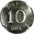 SWEDEN Gustaf V Silver 1918 W 10 Ore NGC UNC DETAILS WWI Issue KM#780 (149) NGC unz DETAILS WWI