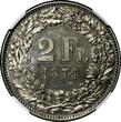 2 Francs Switzerland 1974  NGC MS65 GEM BU BETTER DATE KM# 21a.1 (056)