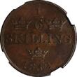 1/6 Skilling SWEDEN Carl XIV Johan 1832  NGC MS62 BN PLAIN BORDER KM# 634 (032)