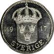 25 Öre Sweden Gustaf V Silver PROOF 1917 W  NGC MS65 PL TOP GRADED KM# 785 (10)