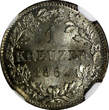 Germany 1 Kreuzer German States BAVARIA Silver 1861  NGC MS65 BU Nice Toned KM# 858 (33)