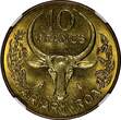 10 Francs Madagascar Aluminium-Bronze 1972  NGC MS65 TOP GRADED KM# 11 (015)