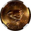 United Kingdom 1945 Farthing 1945 Great Britain George VI Bronze  NGC MS65 RB RED TONING KM# 843 (16)