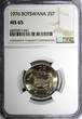 25 Thebe Botswana 1976  NGC MS65 African Zebu Nice Toned KM# 6 (41)