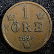 1 Öre Sweden Oscar II Bronze 1897  Large letters KM# 750 (23 149) Uncertified