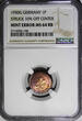 1 Pfennig Germany-Federal Republic 1950-G  NGC MINT ERROR MS64 RB SCARCE KM105(6)