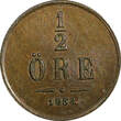 Bronze Sweden Oscar I  1858 1/2 Ore High Grade KM# 686 (21 883) Uncertified