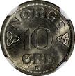 Norway Haakon VII Copper-Nickel 1954 10 Ore NGC MS64 KM# 396 (087)