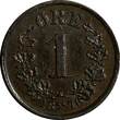 Bronze NORWAY Oscar II  1876 1 Ore Lion 1ST DATE FOR TYPE KM# 352 (13 955) Uncertified