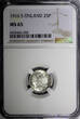25 Pennia Finland Nicholas II Silver 1916 S  NGC MS65 GEM BU KM #6.2 (008)