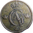 1 SKILLING SWEDEN 1805  OVERSTRUCK ON 2 ORE S.M. 1767 FULL DATE KM#566 (2372) Uncertified