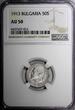 50 Stotinki Bulgaria Ferdinand I Silver 1913  NGC AU50 KM# 30 (012)