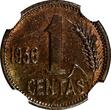 1 Centas Lithuania Bronze 1936  NGC UNC DETAILS1 YEAR TYPE KM# 79 (069) NGC unz