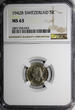 5 Rappen SWITZERLAND Copper-Nickel 1942 B  NGC MS63 HELVETICA KM# 26 (43)
