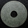 10 Centimes TUNISIA Zinc 1942  WWII Issue TONED KM# 267 (23 010) Uncertified
