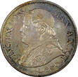Italy 10 Soldi Italian States PAPAL STATES Pius IX Silver 1867 XXII R  aUNC KM# 1376(1)