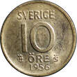SWEDEN SILVER Gustaf VI 1956 10 ORE High Grade KM#823 (2208) Uncertified