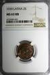 2 Santimi LATVIA Bronze 1939  NGC MS63 RB 1 YEAR TYPE Mint Luster KM# 11.2 (91)