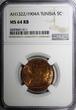 5 Centimes Tunisia Muhammad IV Bronze AH1322//1904 A  NGC MS64 RB KM# 228 (011)