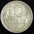 10 Øre Denmark Christian X Silver 1918 VBP; GJ  Last Year UNC KM# 818.1 (23 849) unz