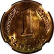 1 Santims LATVIA Bronze 1939  NGC MS64 RB Nice Red Toning BU KM# 10 (203)