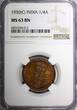 1/4 Anna India-British George V Bronze 1930 (C)  NGC MS63 BN KM# 512 (012)