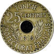 25 Centimes Tunisia Muhammad V AH1337 1919  KM# 244 (21 747) Uncertified