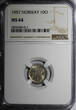 Norway Haakon VII 1957 10 Ore NGC MS64 LAST DATE TYPE TOP GRADED KM# 396 (011)