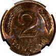 2 Santimi LATVIA Bronze 1939  NGC MS64 BN 1 YEAR TYPE Mint Luster KM# 11.2 (047)