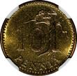 Finland Aluminum-Bronze 1964 S 10 Penniä NGC MS65 BU TOP GRADED KM# 46 (020)