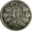 6 Pence South Africa Johannes Paulus Kruger Silver 1895  KEY DATE RARE KM# 4(13) Uncertified