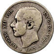 Peseta Spain Alfonso XII Silver 1885 (85) MS-M  RARE KEY DATE KM# 686 (9018) Uncertified