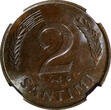 2 Santimi Latvia Bronze 1939  NGC MS62 BN 1 YEAR TYPE KM# 11.2 (182)
