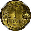 Mauritania 1 Franc French West Africa Aluminum-Bronze 1944-L  NGC MS63 Laureate Head KM2 (1)