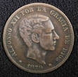 10 Centimos SPAIN Alfonso XII Bronze 1879 OM  KM# 675 (22 482) Uncertified