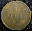 Bronze SWEDEN Oscar II  1877 1 Ore Large Letters KM# 745 (23 165) Uncertified